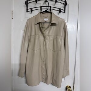 Top Shop Beige pleather Shirt Jacket